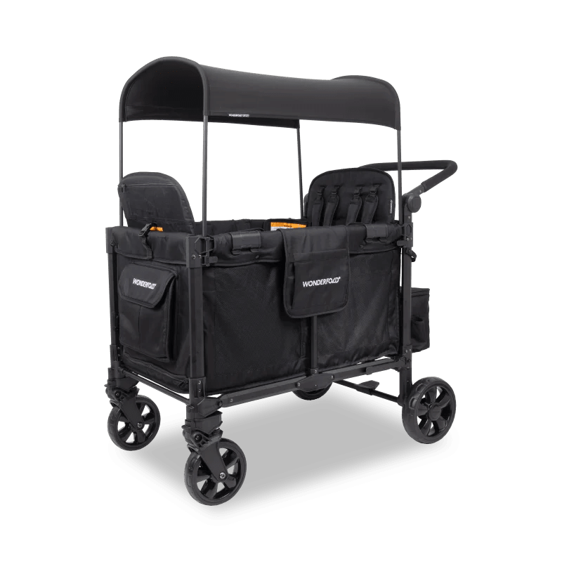 Wonderfold W4 Elite Pro 4 Seater Stroller Wagon - Jet Black- Strolleria