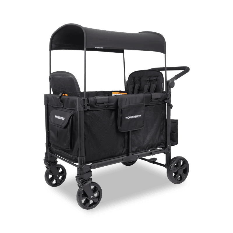 Wonderfold W4 Elite Pro 4 Seater Stroller Wagon - Jet Black
