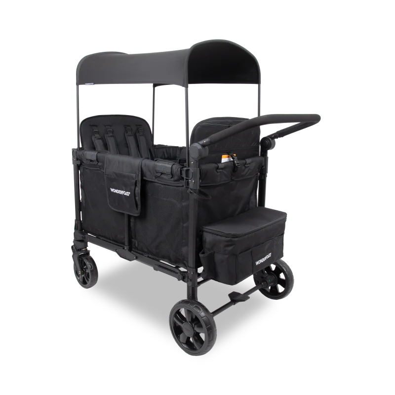 Wonderfold W4 Elite Pro 4 Seater Stroller Wagon - Jet Black- Strolleria