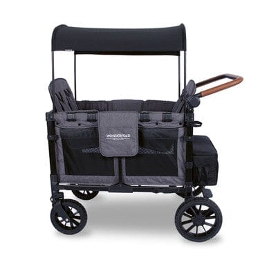 WonderFold W4 LUXE Quad Stroller Wagon in Charcoal Gray with Black Frame