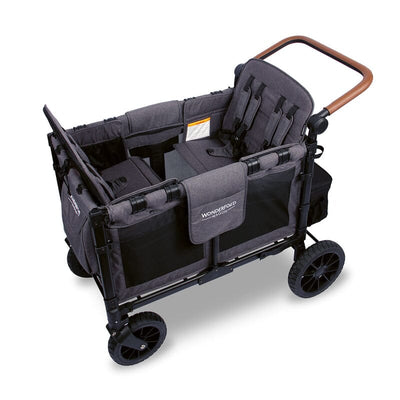 WonderFold W4 LUXE Quad Stroller Wagon in Charcoal Gray with Black Frame