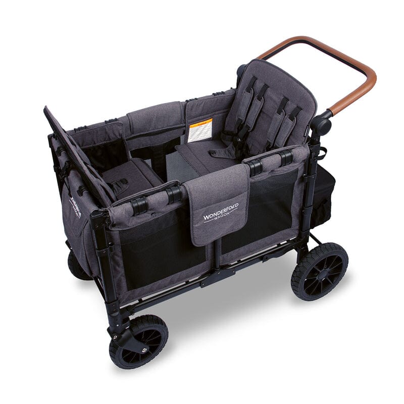 WonderFold W4 LUXE Quad Stroller Wagon in Charcoal Gray with Black Frame