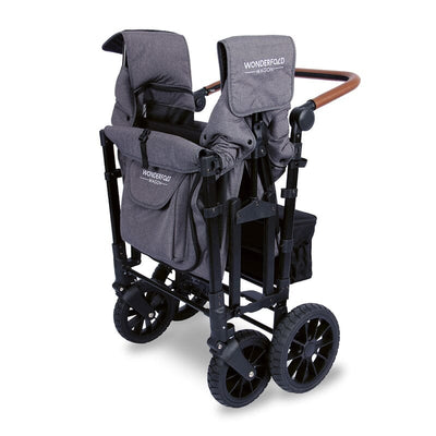 WonderFold W4 LUXE Quad Stroller Wagon in Charcoal Gray with Black Frame