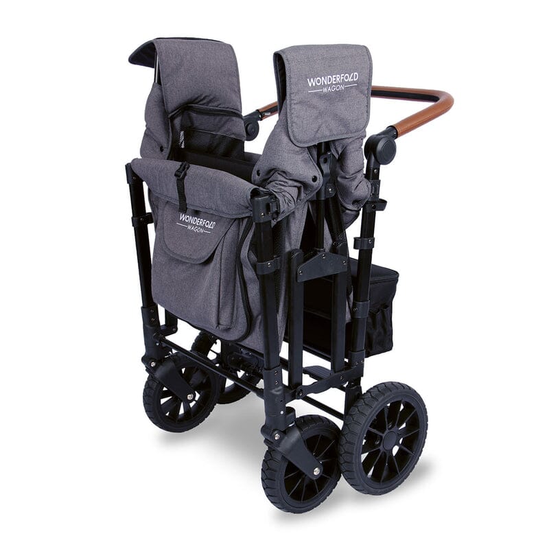WonderFold W4 LUXE Quad Stroller Wagon in Charcoal Gray with Black Frame