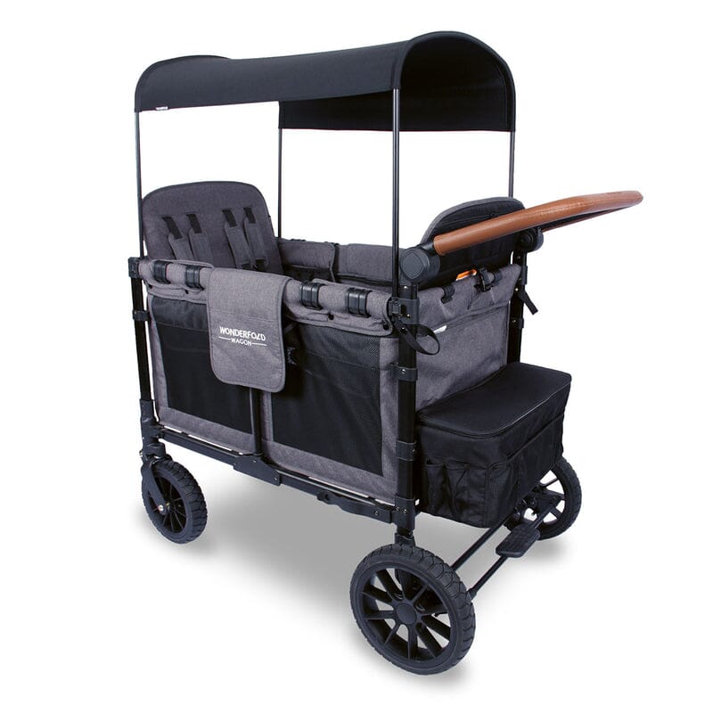 WonderFold W4 LUXE Quad Stroller Wagon in Charcoal Gray with Black Frame