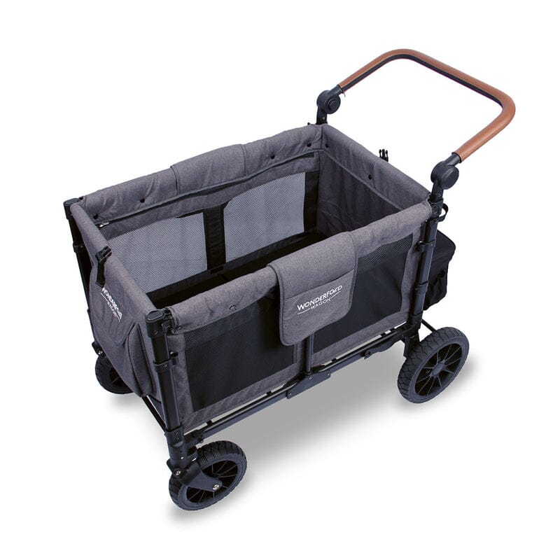 WonderFold W4 LUXE Quad Stroller Wagon in Charcoal Gray with Black Frame