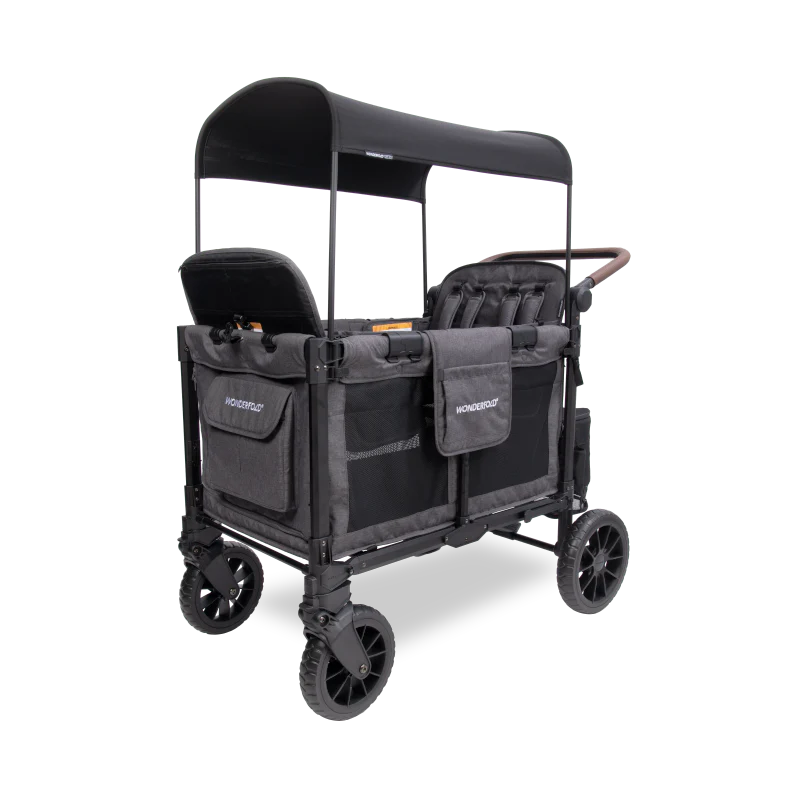 Wonderfold W4 Luxe Pro 4-Seater Stroller Wagon - Charcoal Gray- Strolleria
