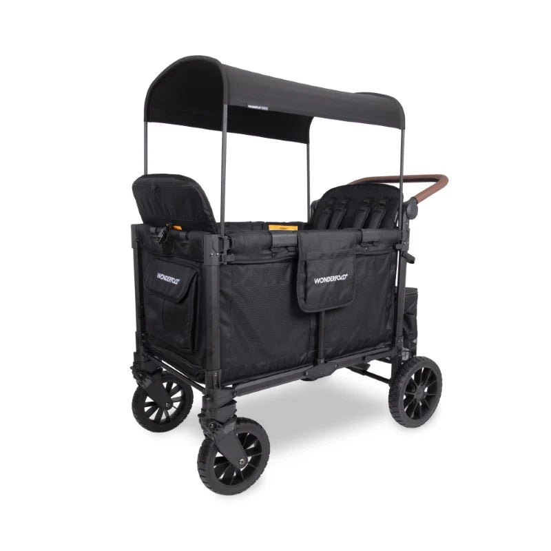 WonderFold W4 Luxe Pro 4-Seater Stroller Wagon - Jet Black- Strolleria