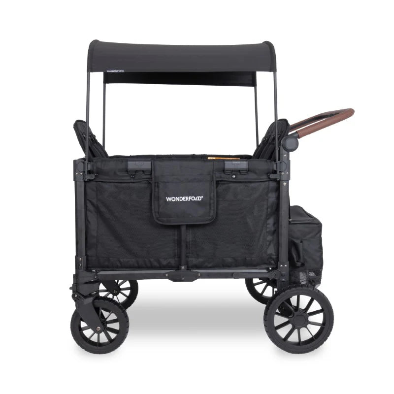 WonderFold W4 Luxe Pro 4-Seater Stroller Wagon - Jet Black- Strolleria