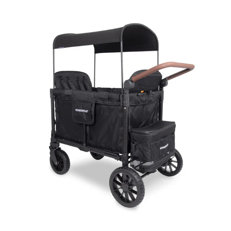 WonderFold W4 Luxe Pro 4-Seater Stroller Wagon - Jet Black- Strolleria