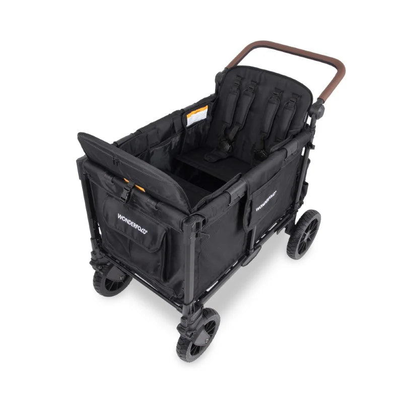 WonderFold W4 Luxe Pro 4-Seater Stroller Wagon - Jet Black- Strolleria