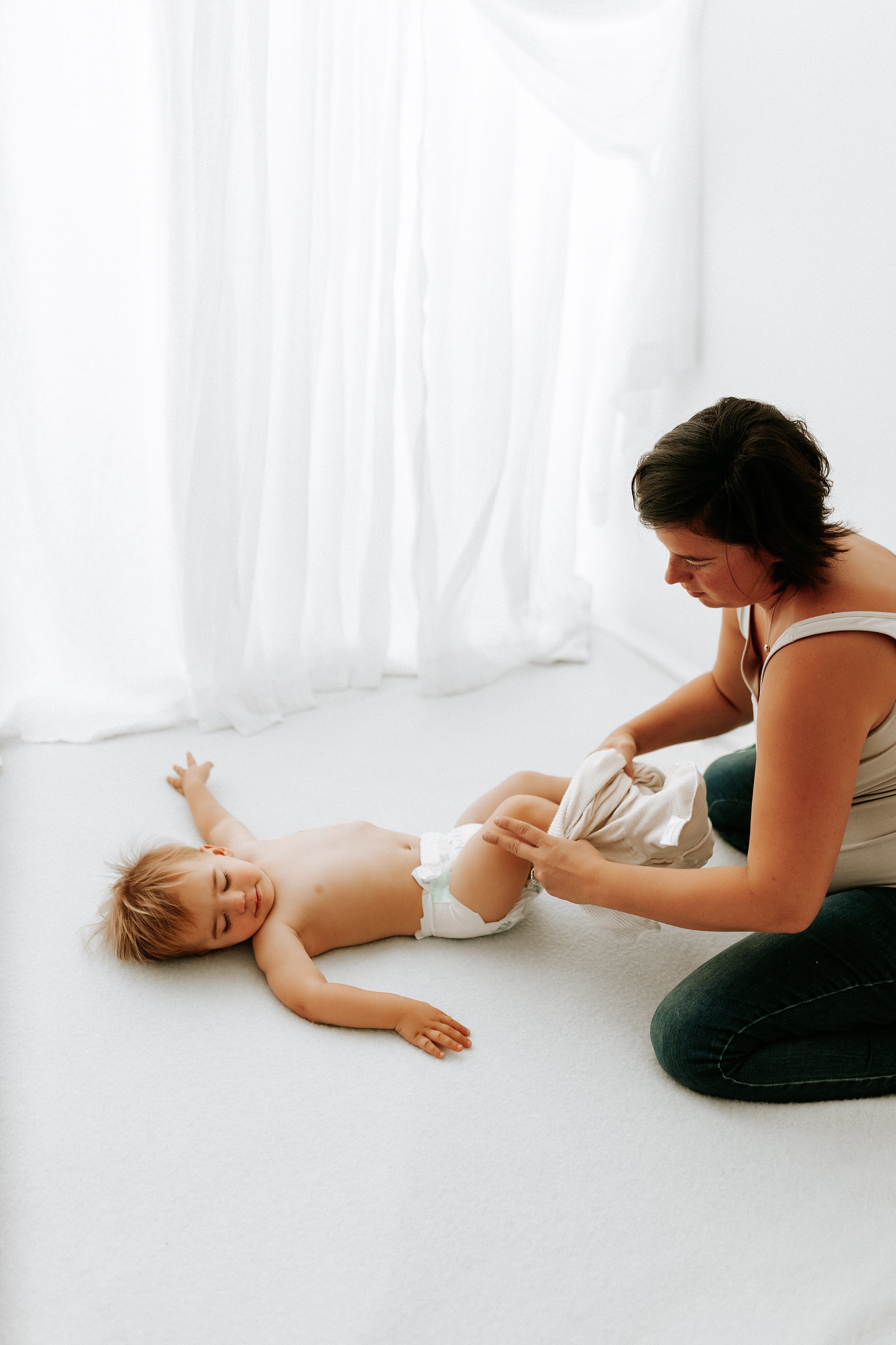 Swaddelini Bamboo Blend Beige Arms Out™ Short Sleeve Sleep Sack- Strolleria