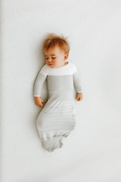 Swaddelini Grey Arms Out™ Long Sleeve Sleep Sack