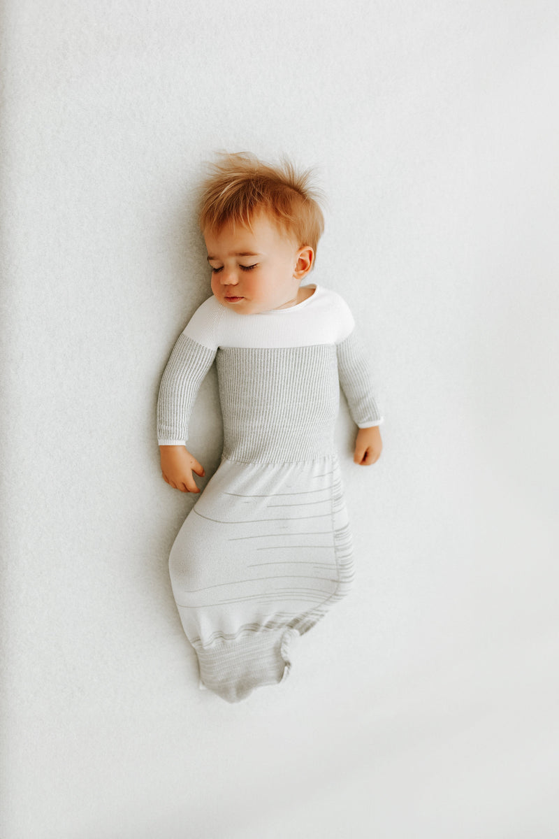 Swaddelini Grey Arms Out™ Long Sleeve Sleep Sack