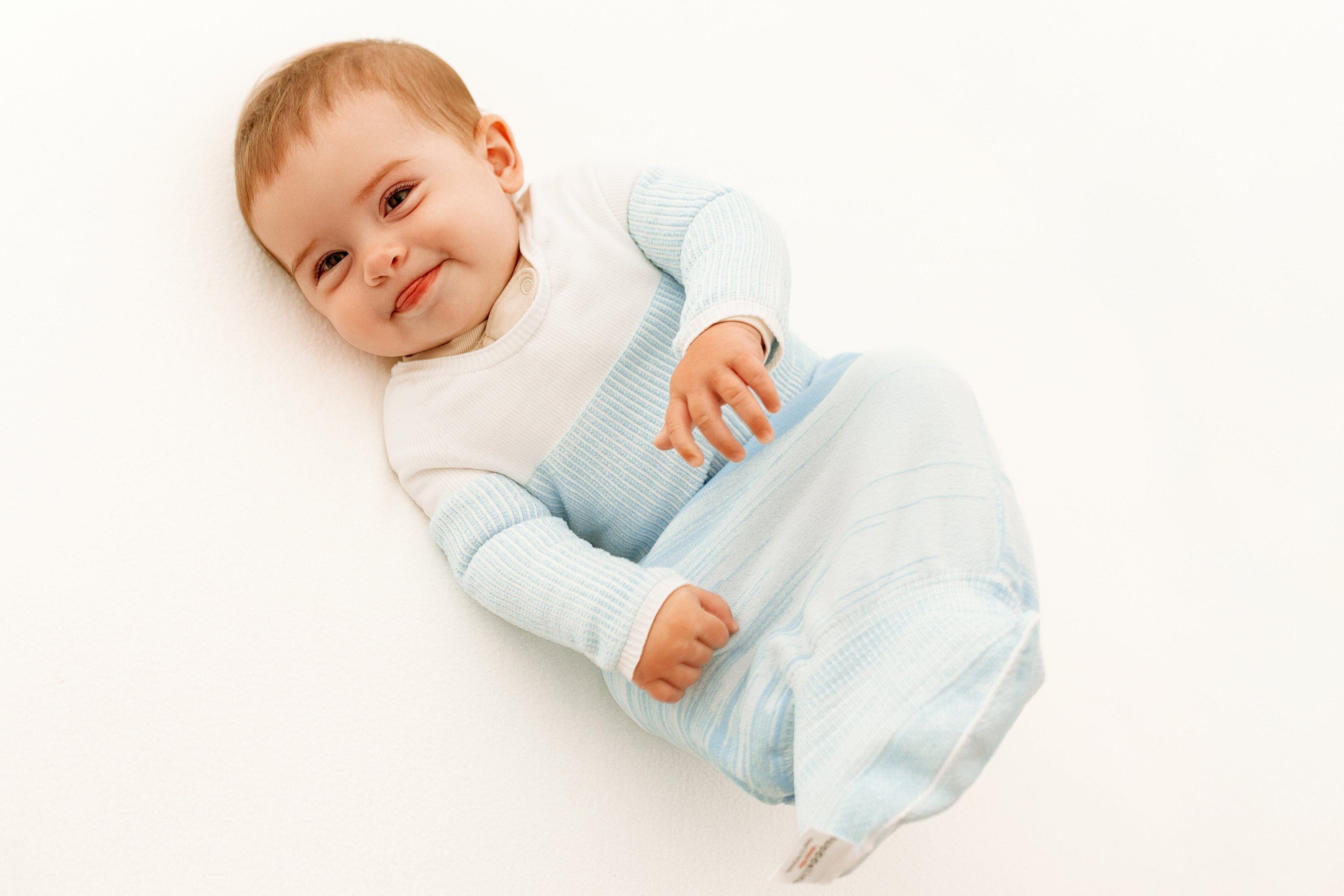 Swaddelini Blue Arms Out™ Long Sleeve Sleep Sack- Strolleria