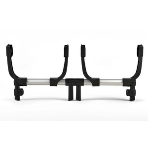 Black Bugaboo Donkey 6 Twin Car Seat Adapters with Silver Bar - Front View | Strolleria