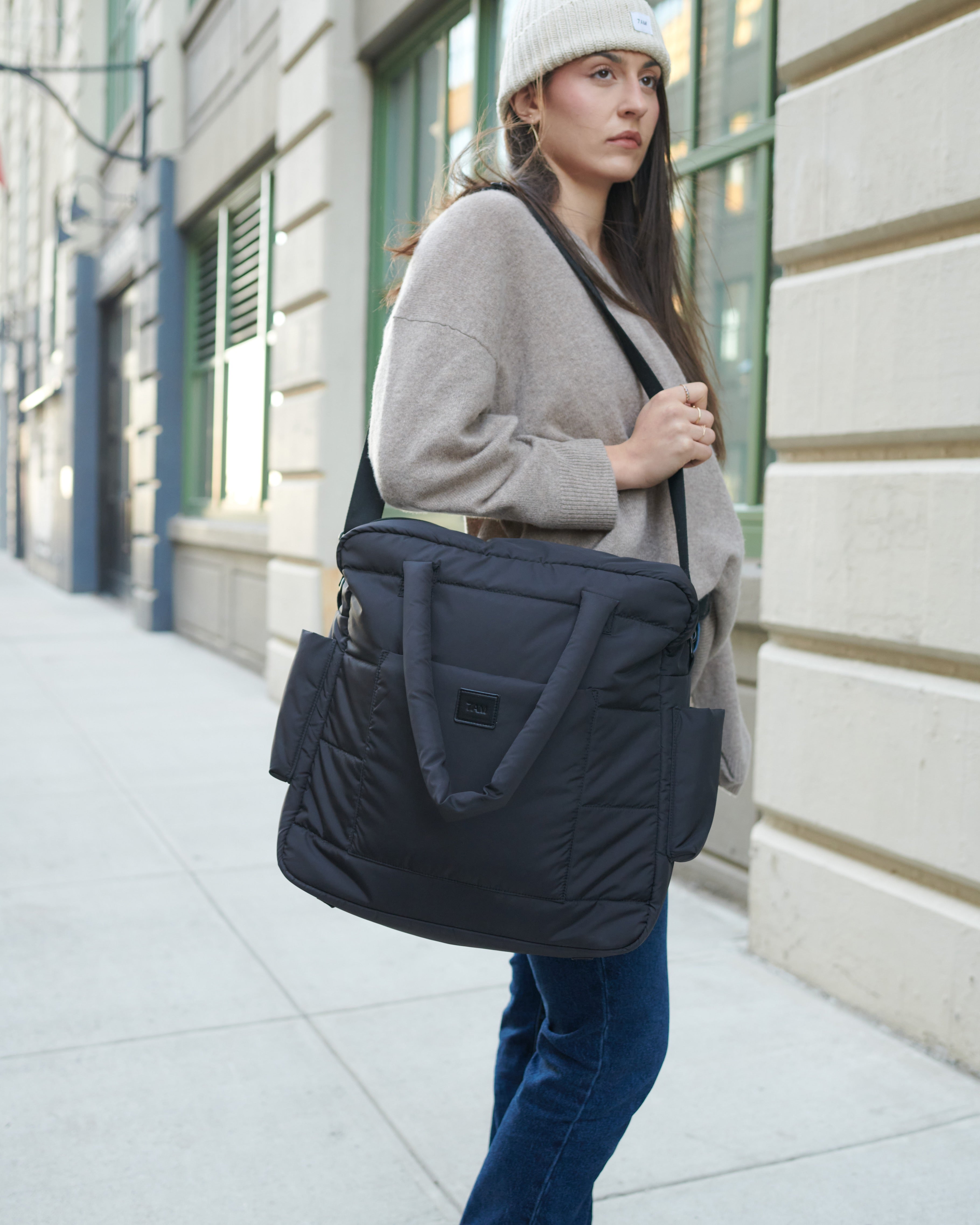 7AM Enfant Plaza Weekend Diaper Bag - Black- Strolleria