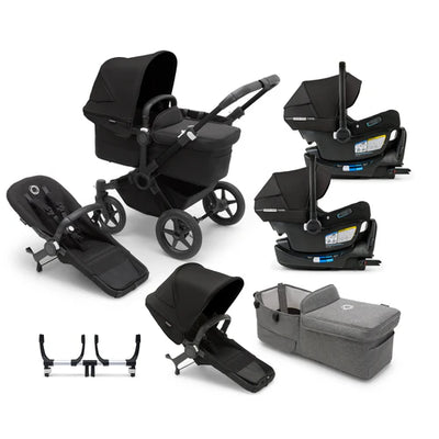 Bugaboo Donkey 5 Mono Complete Stroller + Duo + Bassinet + Bugaboo Turtle Air Shield By Nuna Car Seat Twin Travel System