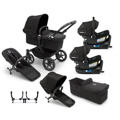 Bugaboo Donkey 5 Mono Complete Stroller + Duo + Bassinet + Bugaboo Turtle Air Shield By Nuna Car Seat Twin Travel System