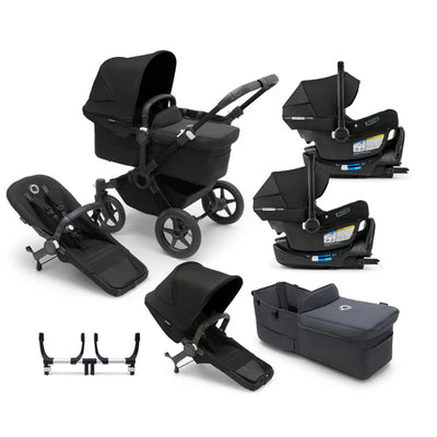 Bugaboo Donkey 5 Mono Complete Stroller + Duo + Bassinet + Bugaboo Turtle Air Shield By Nuna Car Seat Twin Travel System