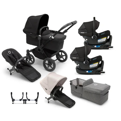 Bugaboo Donkey 5 Mono Complete Stroller + Duo + Bassinet + Bugaboo Turtle Air Shield By Nuna Car Seat Twin Travel System