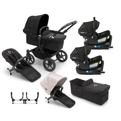 Bugaboo Donkey 5 Mono Complete Stroller + Duo + Bassinet + Bugaboo Turtle Air Shield By Nuna Car Seat Twin Travel System