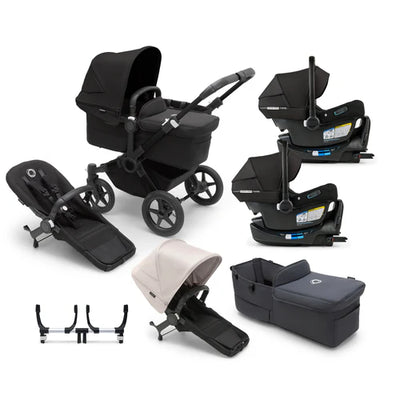 Bugaboo Donkey 5 Mono Complete Stroller + Duo + Bassinet + Bugaboo Turtle Air Shield By Nuna Car Seat Twin Travel System
