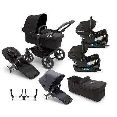 Bugaboo Donkey 5 Mono Complete Stroller + Duo + Bassinet + Bugaboo Turtle Air Shield By Nuna Car Seat Twin Travel System