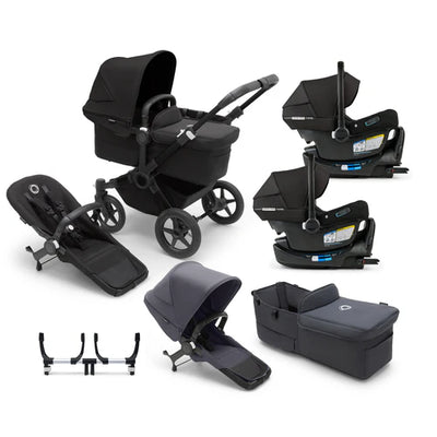 Bugaboo Donkey 5 Mono Complete Stroller + Duo + Bassinet + Bugaboo Turtle Air Shield By Nuna Car Seat Twin Travel System