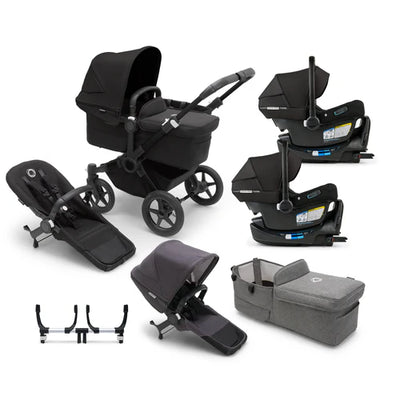 Bugaboo Donkey 5 Mono Complete Stroller + Duo + Bassinet + Bugaboo Turtle Air Shield By Nuna Car Seat Twin Travel System