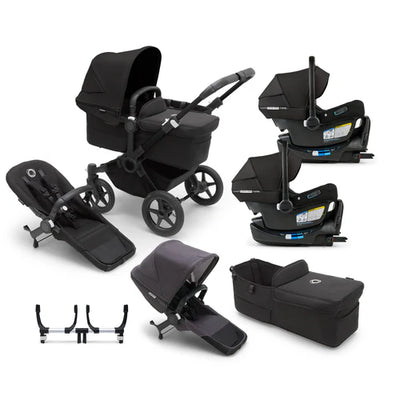 Bugaboo Donkey 5 Mono Complete Stroller + Duo + Bassinet + Bugaboo Turtle Air Shield By Nuna Car Seat Twin Travel System