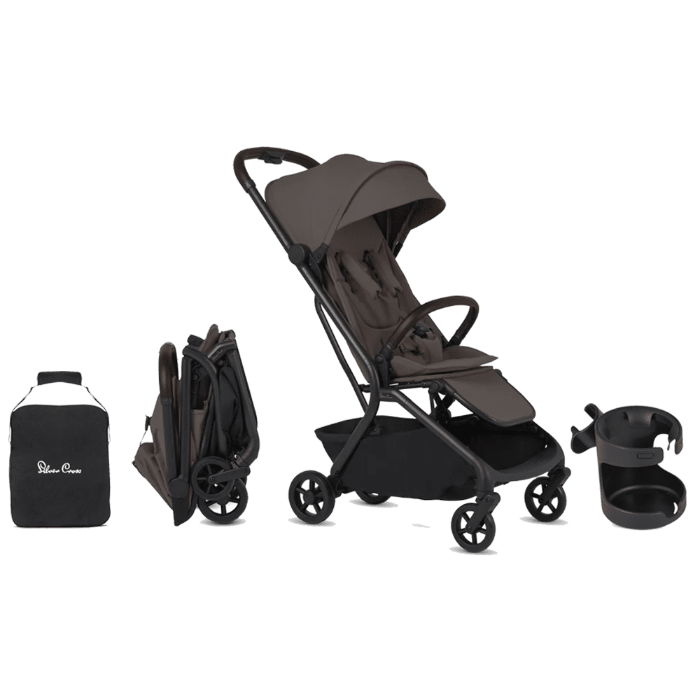 Silver Cross Nia Compact Stroller Travel Bundle - Chocolate- Strolleria