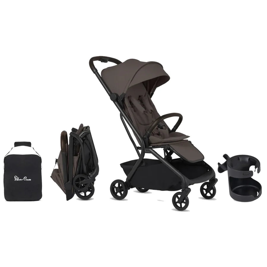 Silver Cross Nia Compact Stroller Travel Bundle - Chocolate- Strolleria
