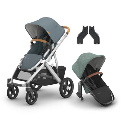 UPPAbaby Vista V3 Two in Tow Bundle (Stroller + RumbleSeat + Adapters)