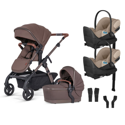 Silver Cross Wave 3 Complete Stroller + CYBEX Cloud T SensorSafe Infant Car Seat Twin Travel System