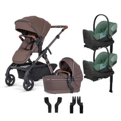 Silver Cross Wave 3 Complete Stroller + CYBEX Cloud T SensorSafe Infant Car Seat Twin Travel System