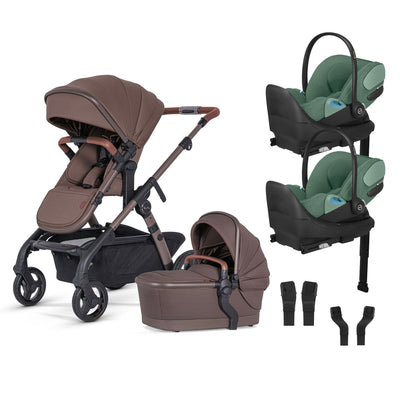 Silver Cross Wave 3 Complete Stroller + CYBEX Cloud T SensorSafe Infant Car Seat Twin Travel System
