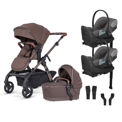 Silver Cross Wave 3 Complete Stroller + CYBEX Cloud T SensorSafe Infant Car Seat Twin Travel System