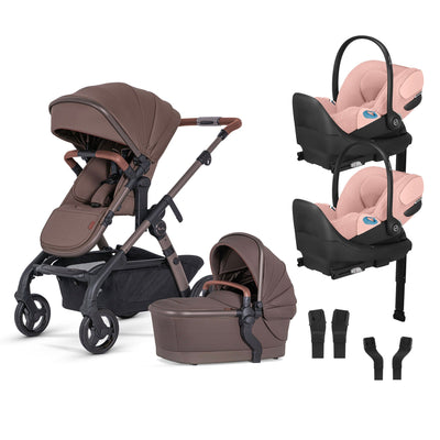Silver Cross Wave 3 Complete Stroller + CYBEX Cloud T SensorSafe Infant Car Seat Twin Travel System