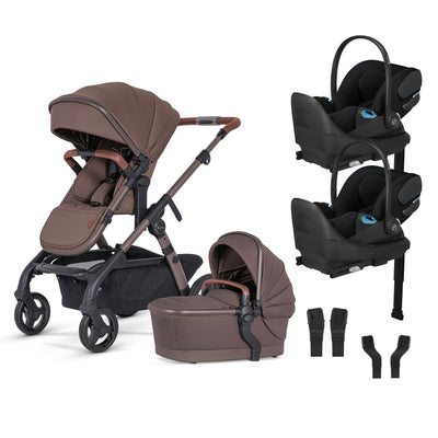 Silver Cross Wave 3 Complete Stroller + CYBEX Cloud T SensorSafe Infant Car Seat Twin Travel System