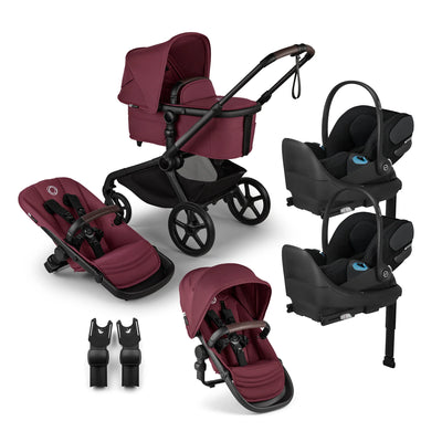 Bugaboo Kangaroo Complete Stroller + Sibling Seat + CYBEX Cloud T SensorSafe Infant Car Seat Twin Travel System