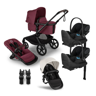 Bugaboo Kangaroo Complete Stroller + Sibling Seat + CYBEX Cloud T SensorSafe Infant Car Seat Twin Travel System