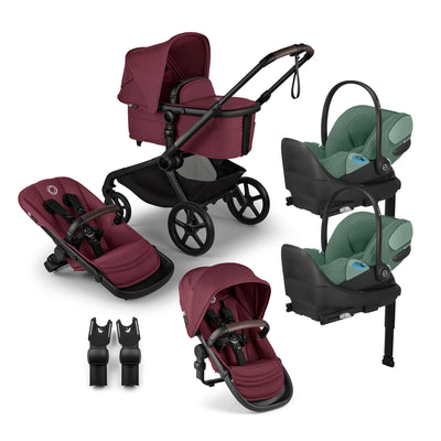Bugaboo Kangaroo Complete Stroller + Sibling Seat + CYBEX Cloud T SensorSafe Infant Car Seat Twin Travel System