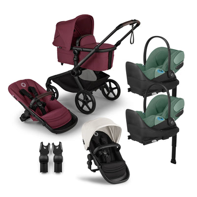 Bugaboo Kangaroo Complete Stroller + Sibling Seat + CYBEX Cloud T SensorSafe Infant Car Seat Twin Travel System