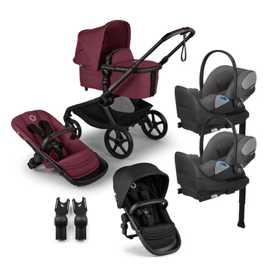 Bugaboo Kangaroo Complete Stroller + Sibling Seat + CYBEX Cloud T SensorSafe Infant Car Seat Twin Travel System