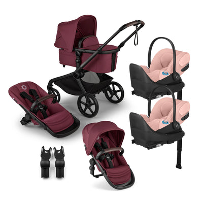 Bugaboo Kangaroo Complete Stroller + Sibling Seat + CYBEX Cloud T SensorSafe Infant Car Seat Twin Travel System