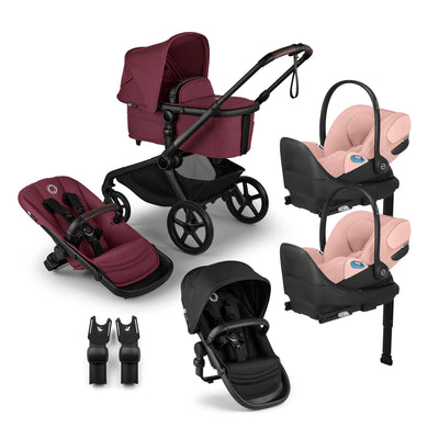 Bugaboo Kangaroo Complete Stroller + Sibling Seat + CYBEX Cloud T SensorSafe Infant Car Seat Twin Travel System