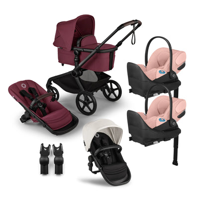 Bugaboo Kangaroo Complete Stroller + Sibling Seat + CYBEX Cloud T SensorSafe Infant Car Seat Twin Travel System