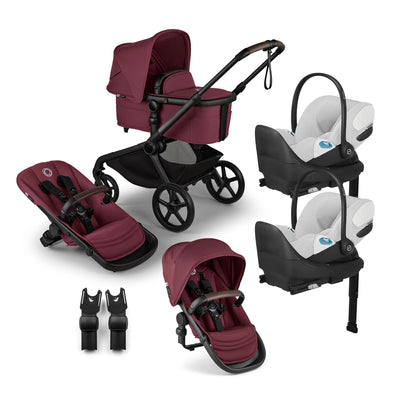 Bugaboo Kangaroo Complete Stroller + Sibling Seat + CYBEX Cloud T SensorSafe Infant Car Seat Twin Travel System