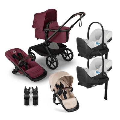 Bugaboo Kangaroo Complete Stroller + Sibling Seat + CYBEX Cloud T SensorSafe Infant Car Seat Twin Travel System
